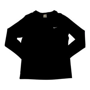 Nike Shirt Women M Black Dri-FIT Top Long Sleeve V-Neck Athletic Activewear Run